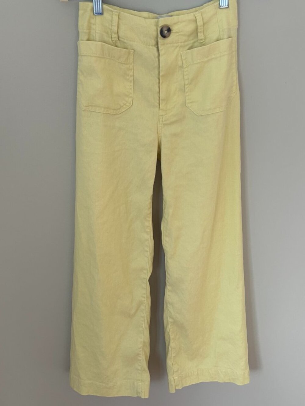 Anthropologie Maeve The Colette Linen Blend Cropped Pants |Pale Yellow| Size 23